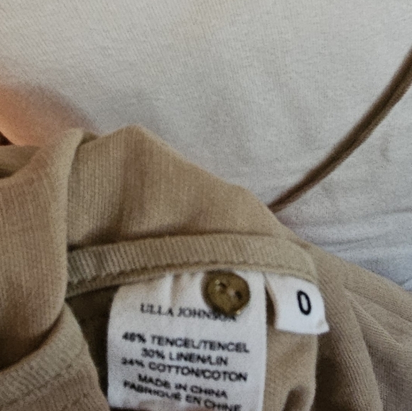 Ulla Johnson Linen Blend Cecily Ruffled Midi Dress In Khaki Size 0 - Picture 9 of 11